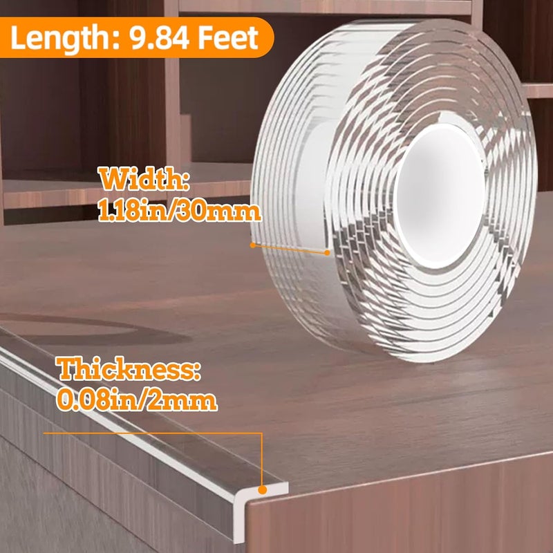 CHENYA Clear Edge Protector Strip Sharp Edge Wrap Cover Tape,1.18 in x 9.84 FT,Self Adhesive Protective Bumper Guards for Cabinet Door Desk Glass Table Bed Furniture, Kitchen Countertop, Waterproof - Image 2